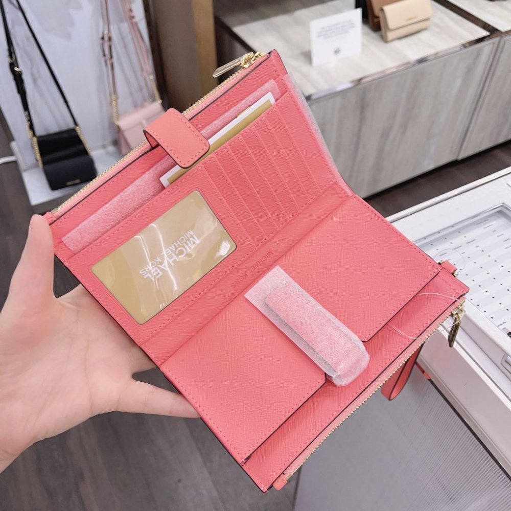 MK Double Zip Phone Wristlet  Grapefruit Pink - Picture 3 of 6